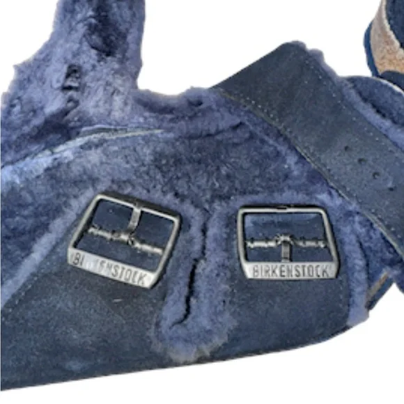 BIRKENSTOCK Arizona blue fur suede sandals women’s shoes size 41 10 10.5 - Picture 3 of 17